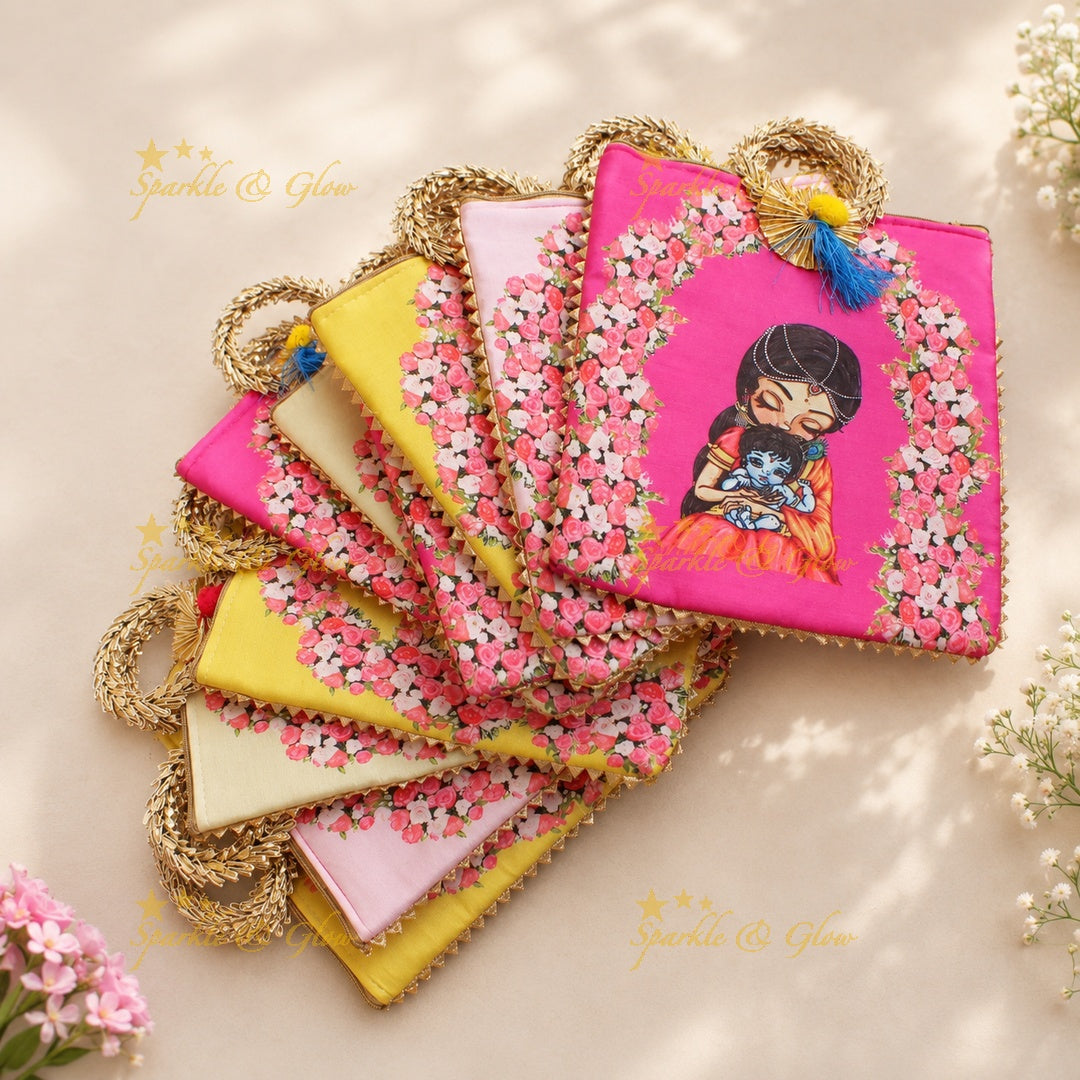 Krishna Yashodha 8.5" Printed Bag- Set of 10pcs