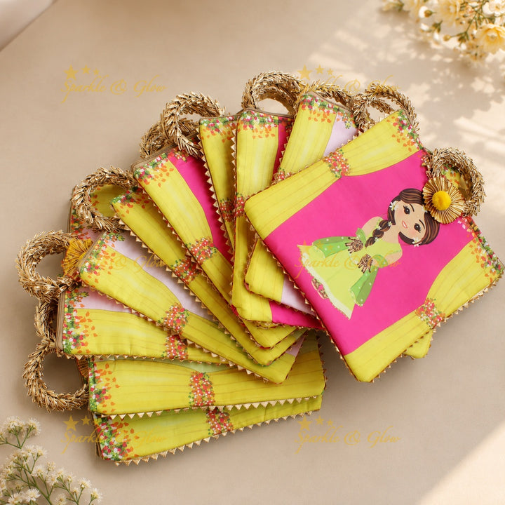 Indian Girl Print Rectangle Bag - 8.5x8"- Set of 10pcs