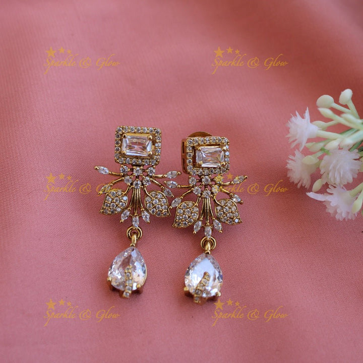 Elegant Floral and leaf design AD short necklace with pearls and ruby stones - pink - Sparkle and Glow - Pink - Back Thread
