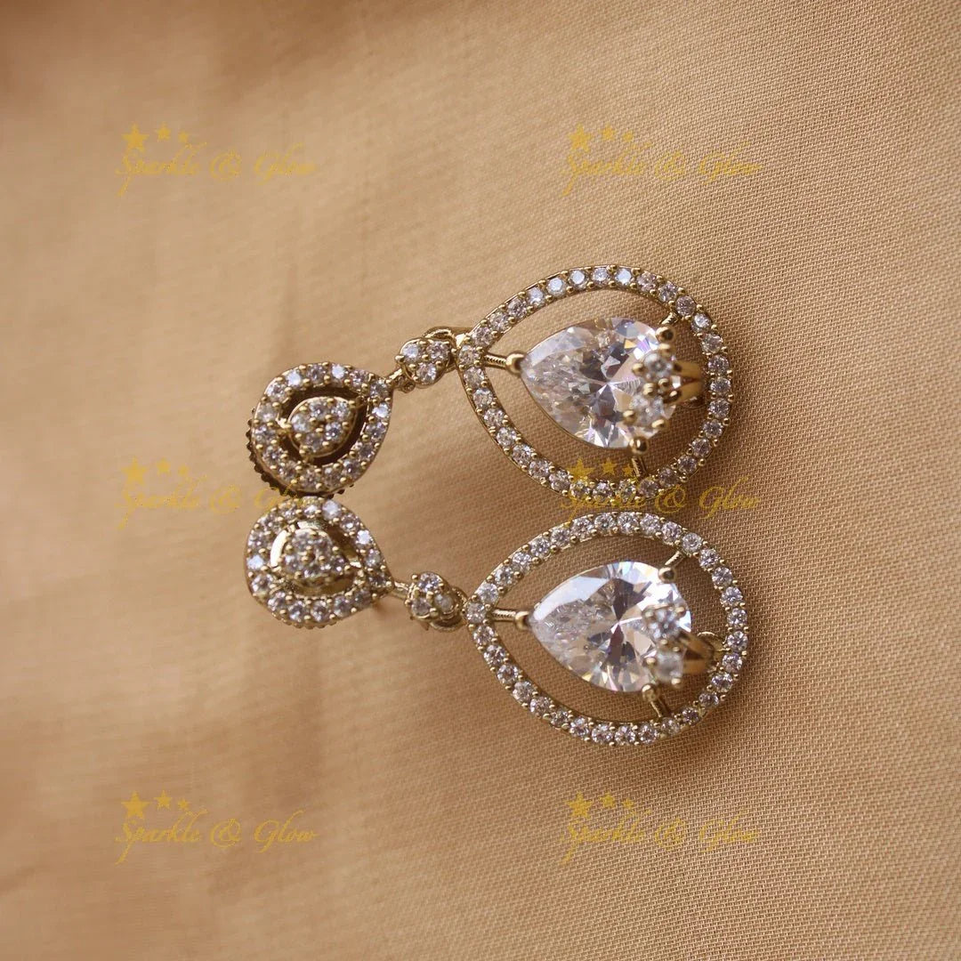 Exclusive Water drop design AD short necklace with red stones - Sparkle and Glow
