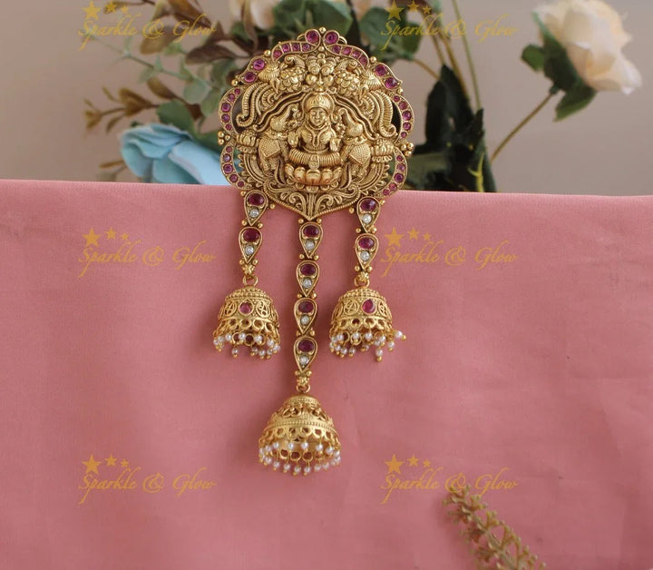 Sparkling Kemp Peacock Mango carved hair pin with gold pearl beads-Multi - Sparkle and Glow