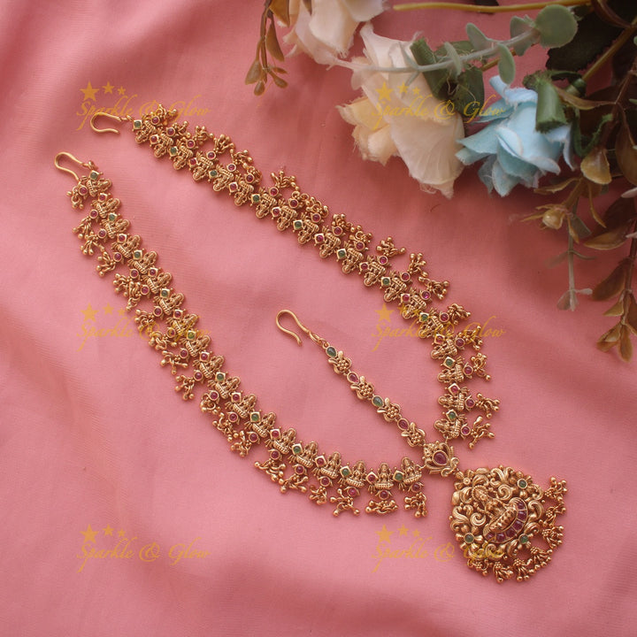 Beautiful Lakshmi Three Sided Bridal Maang tikka- Red