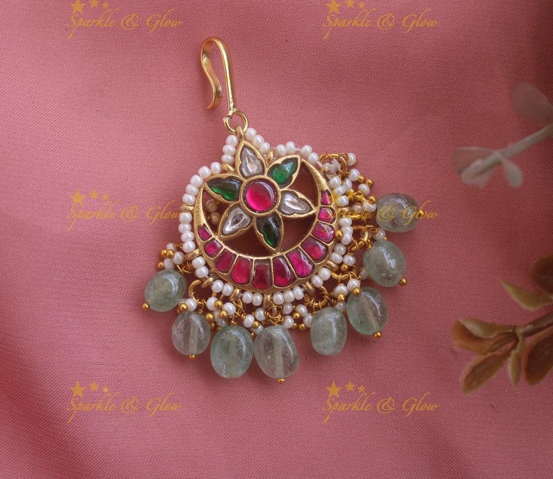 Star-Shaped Jadau Pearl Cluster Maang Tikka