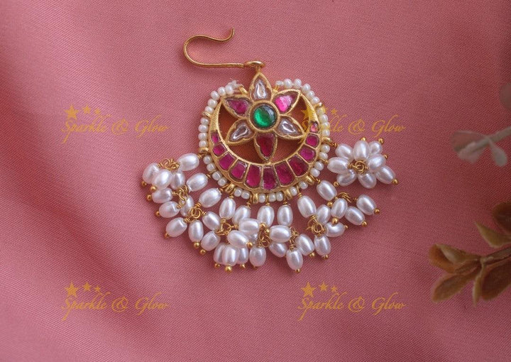Star-Shaped Jadau Pearl Cluster Maang Tikka