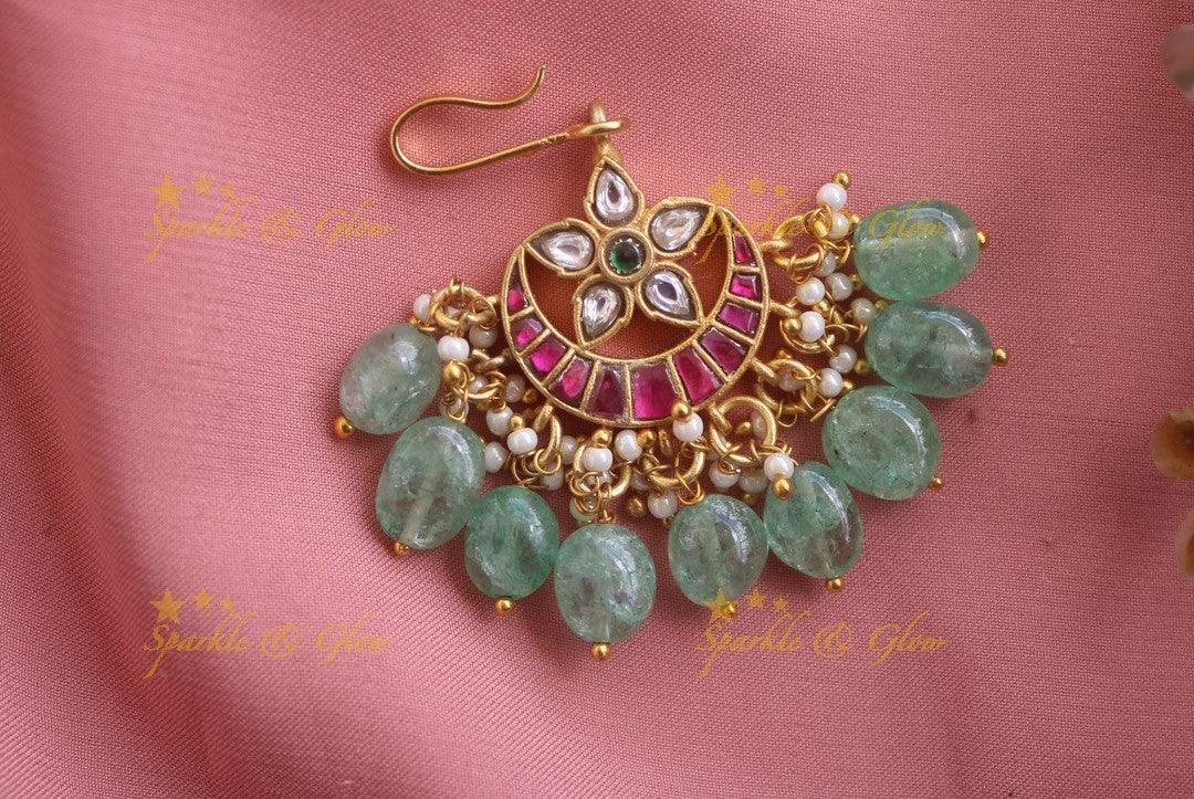Star-Shaped Jadau Pearl Cluster Maang Tikka