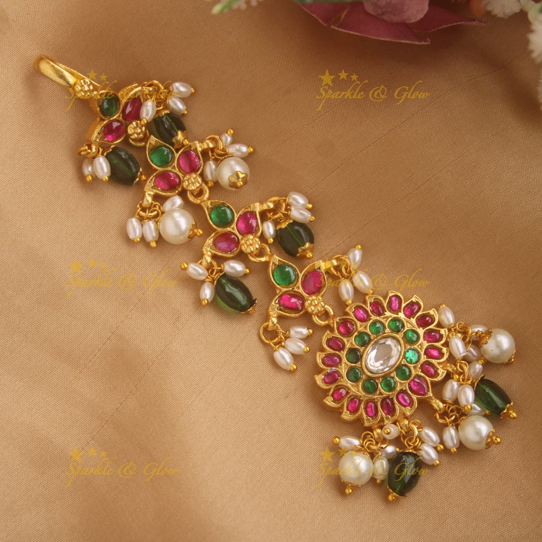 Elegant Ruby Mango Floral design Jadau Tikka