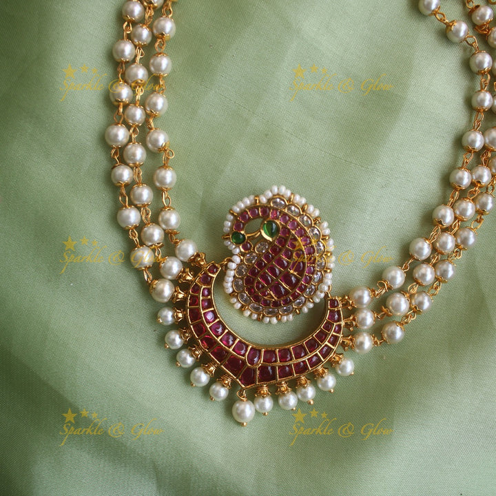 Statement Kemp peacock mango Half moon pearl choker