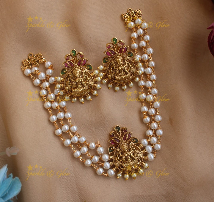 Idol Lakshmi Leaf design Pendant Pearl choker