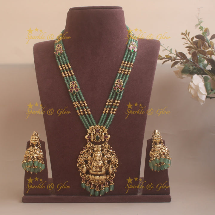 Beautiful mint green beads Lakshmi haram