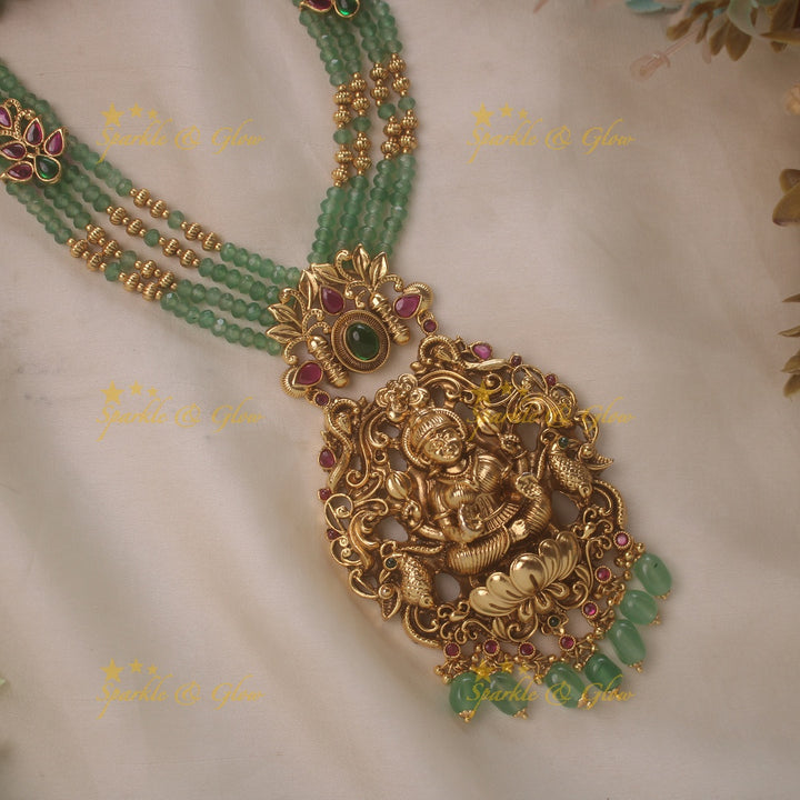Beautiful mint green beads Lakshmi haram