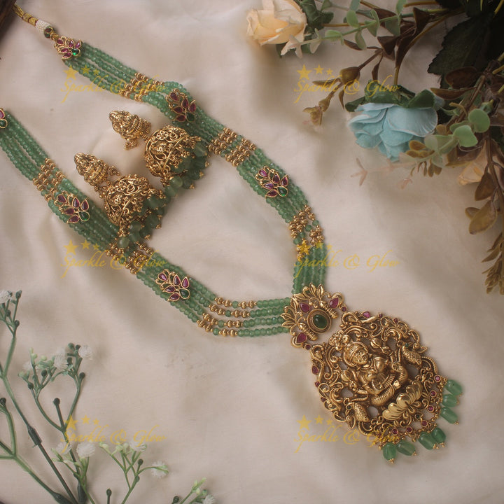 Beautiful mint green beads Lakshmi haram