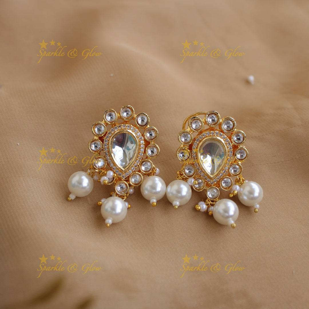 Beautifu kundan stone pendant multi layer pearl haram