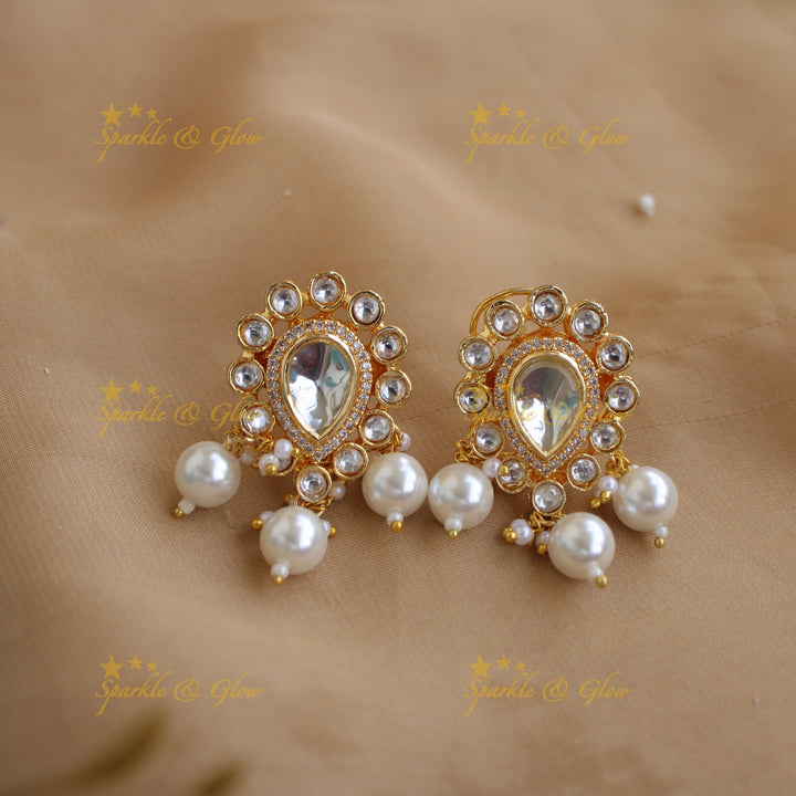 Beautifu kundan stone pendant multi layer pearl haram