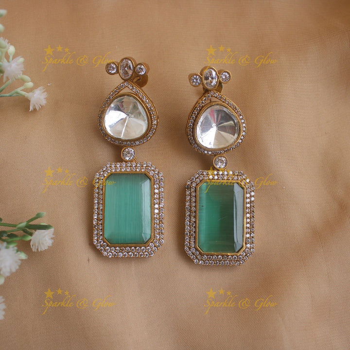 Statement Multi layer Victorian AD Rani haram with green and mint green beads with maang tikka