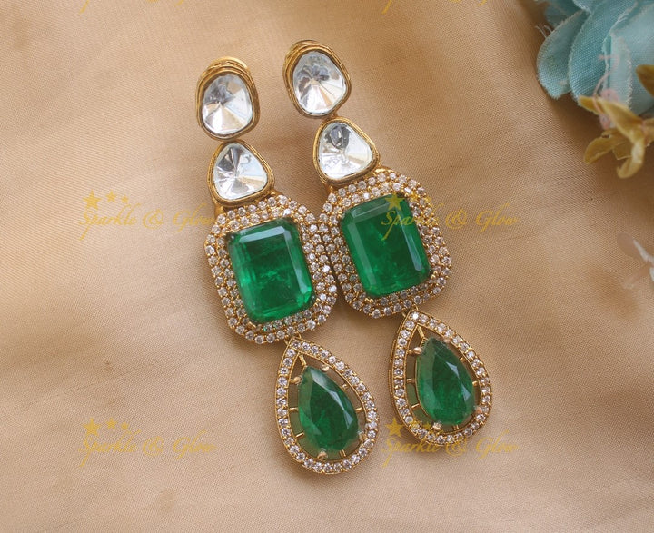 Stunning Kundan Layered Emerald Victorian AD Haram