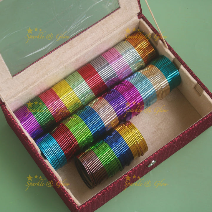 Metal Bangles set and Bangle Organizer Combo with plain bangles