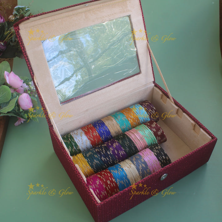 Metal Bangles set and Bangle Organizer Combo with printed bangles