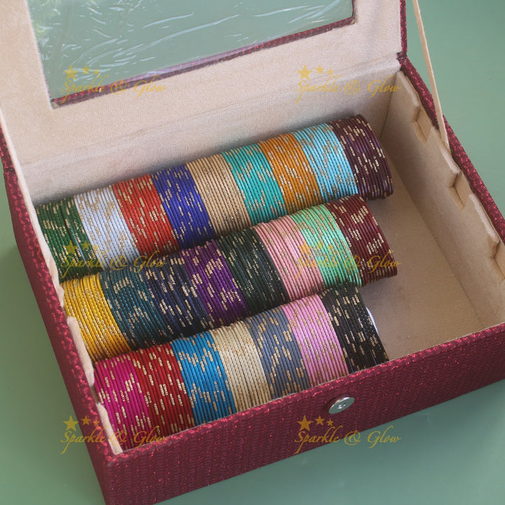 Metal Bangles set and Bangle Organizer Combo with printed bangles