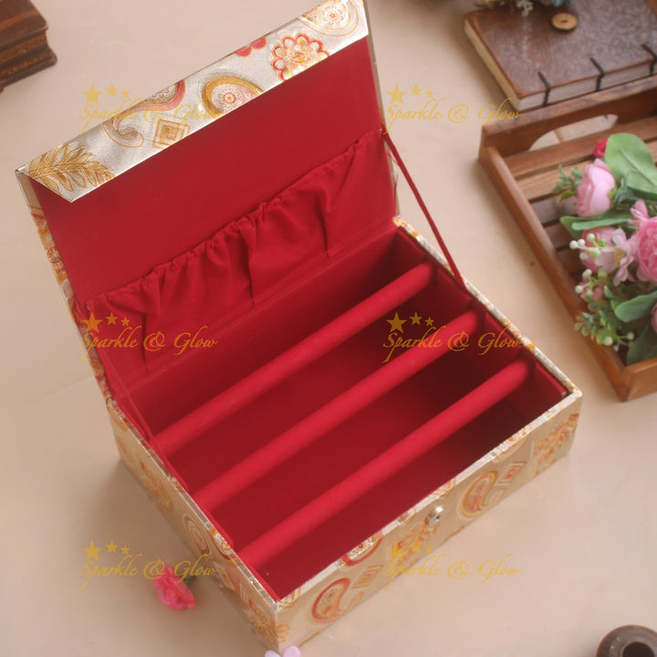 Stunning Floral print 3 roller bangle organizer Box