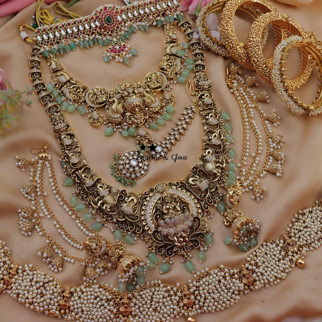 Exquisite Lakshmi Peacock Kundan Bridal Jewellery Set