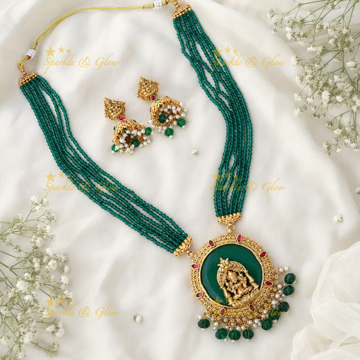Exquisite Temple Necklace Set - Gold Finish