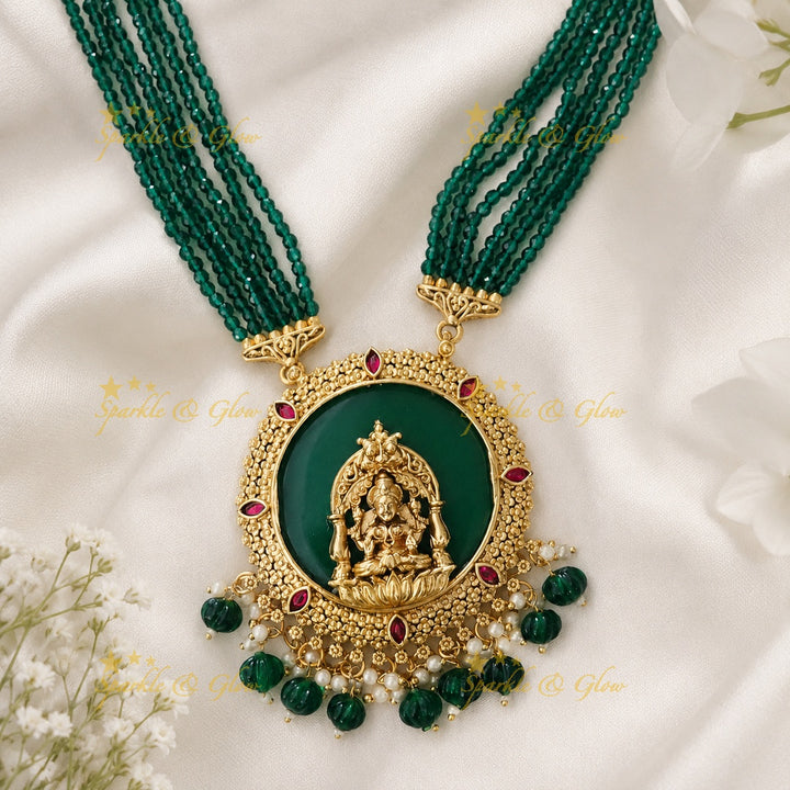 Exquisite Temple Necklace Set - Gold Finish