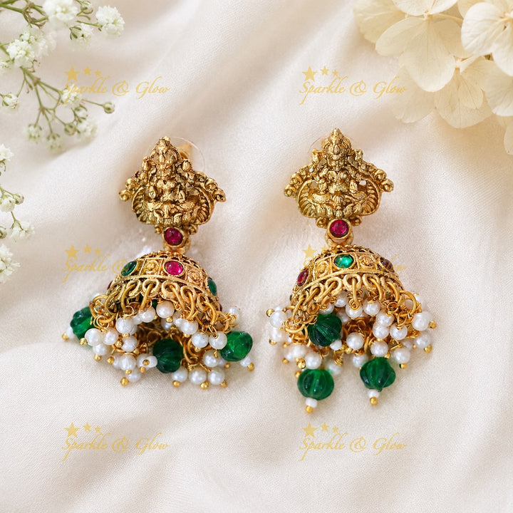 Exquisite Temple Necklace Set - Gold Finish