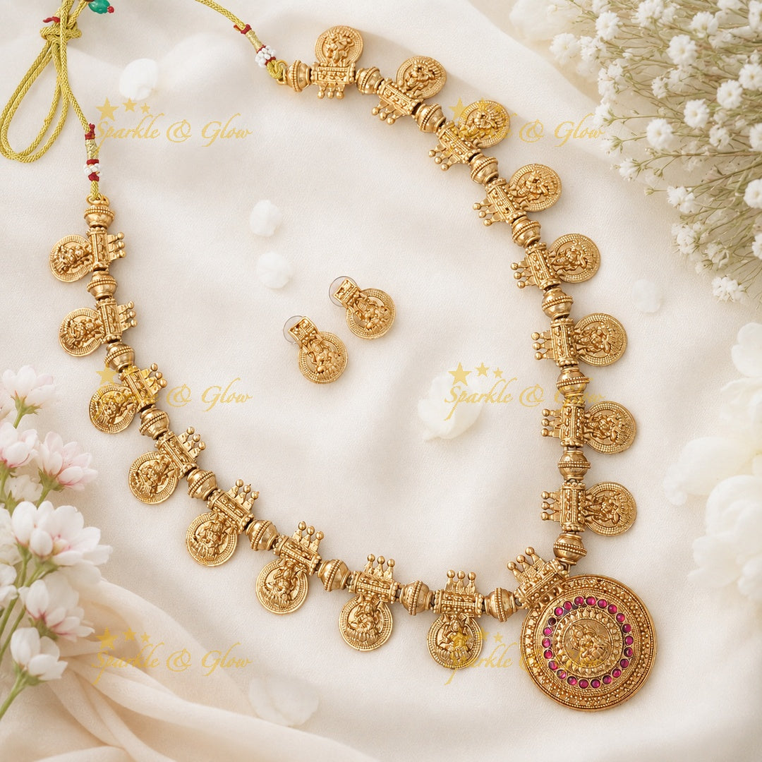 Gold Temple Necklace Set | Bridal & Festive Jewelry