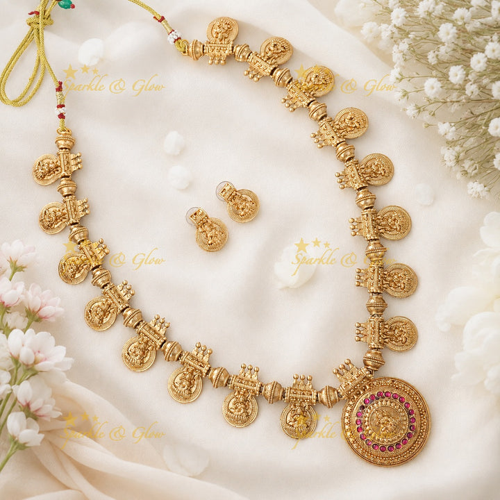 Gold Temple Necklace Set | Bridal & Festive Jewelry
