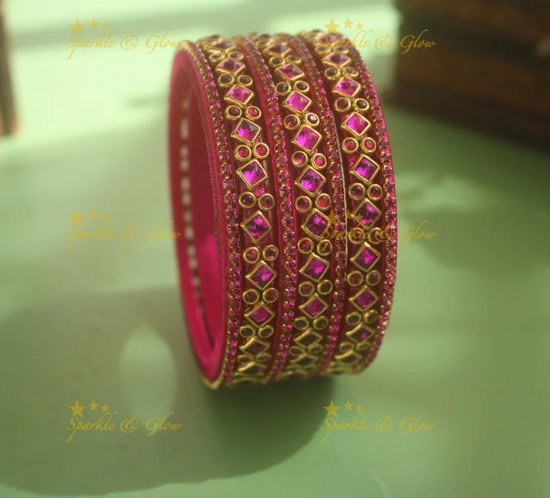 Stunning Silk Thread Bangles with Diamond Bubbles
