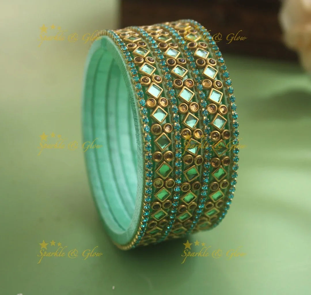 Stunning Silk Thread Bangles with Diamond Bubbles