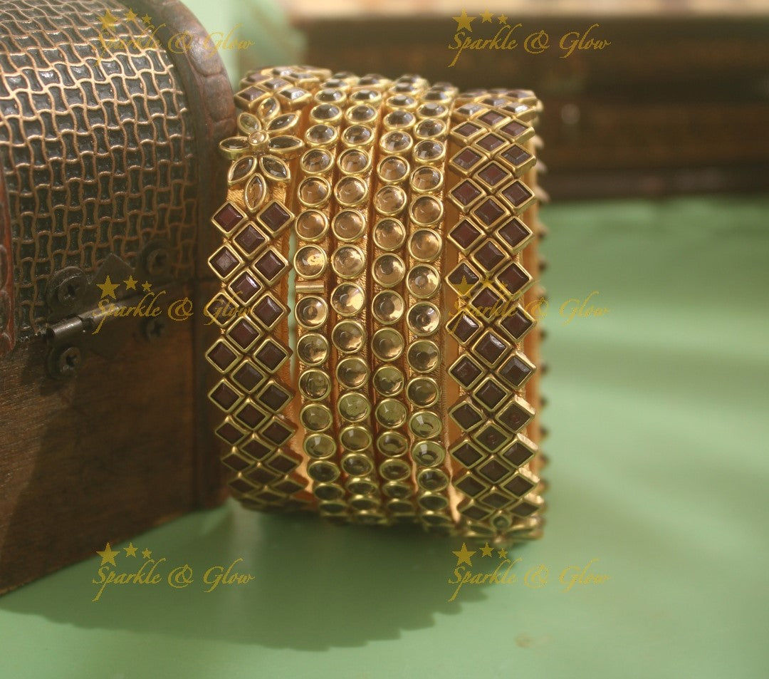 Beautiful Floral Bubble dotted Silk thread Bangles- Maroon white