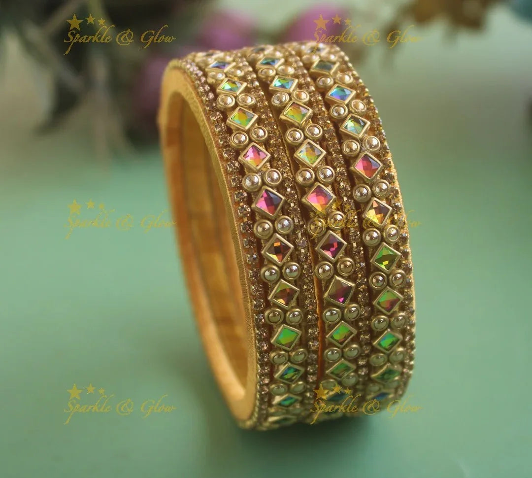 Stunning Silk Thread Bangles with Diamond Bubbles
