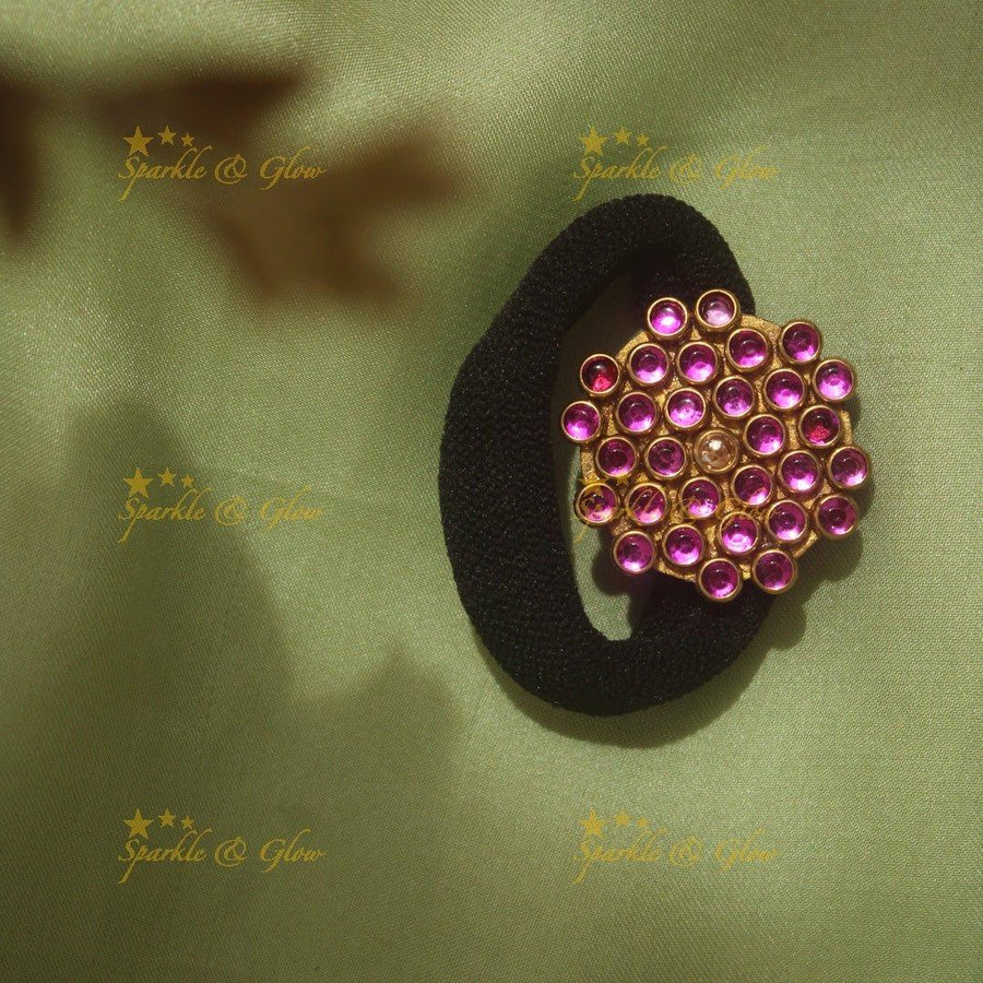 Beautiful kundan stone hair band - pink - Sparkle and Glow