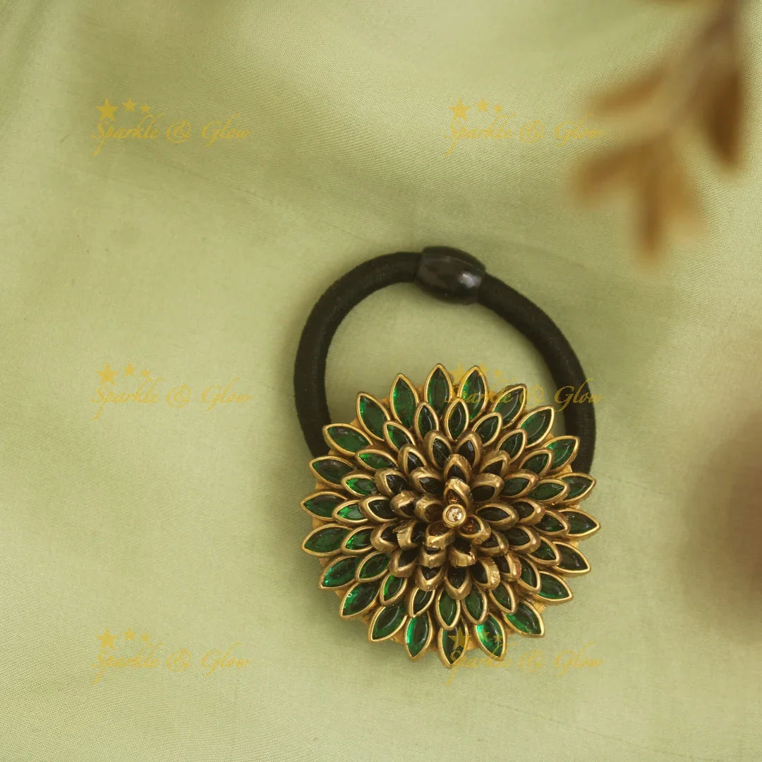 Gorgeous Floral kundan stone hair band - Sparkle and Glow
