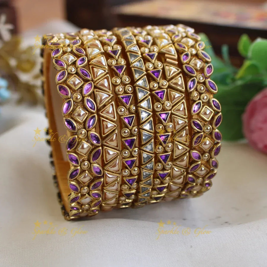 Triangle Bangles Silk Thread Bridal Bangles - Triangle & Bubble Design, One hand ...