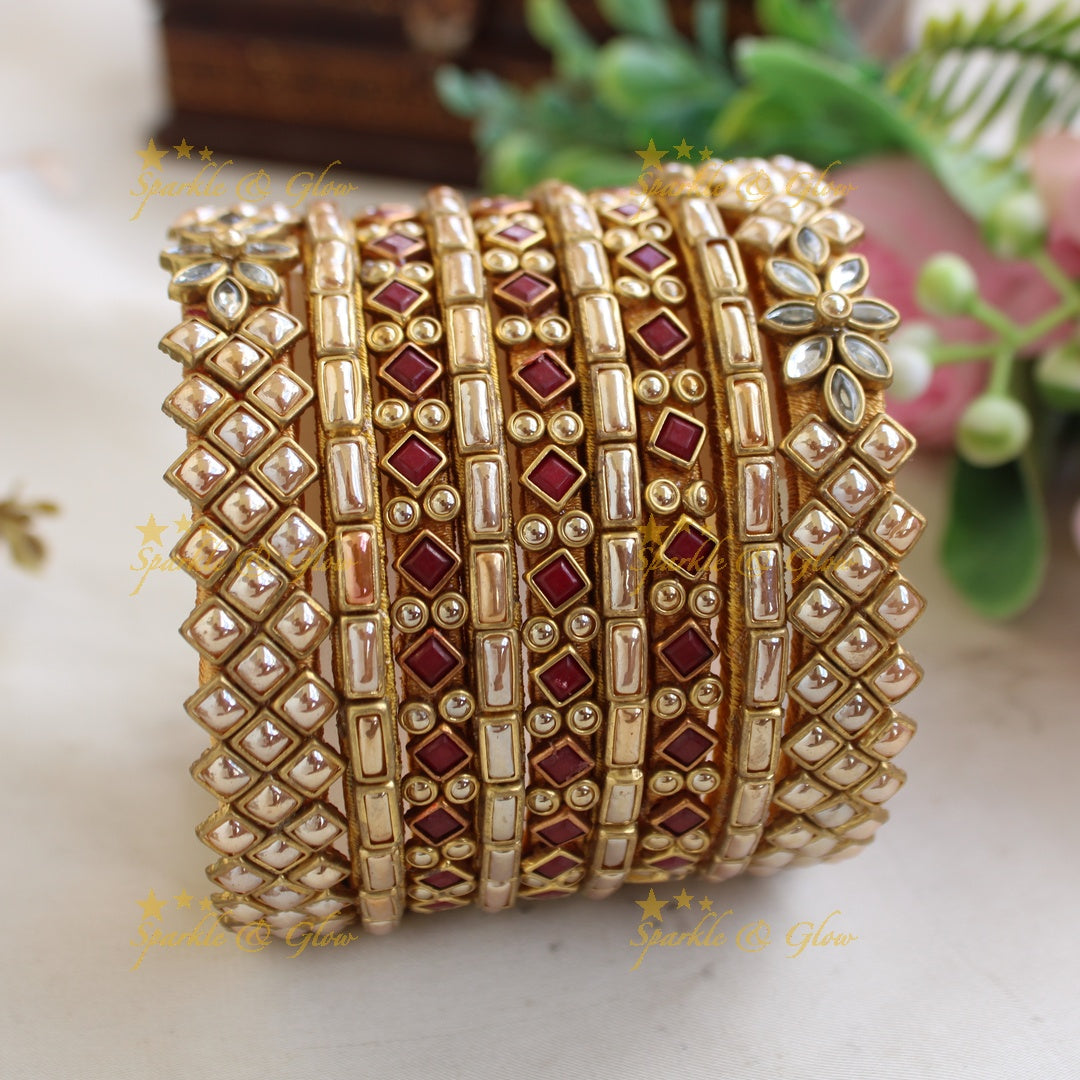 Stunning Floral diamond and bubble design Silk Thread Bridal Bangles