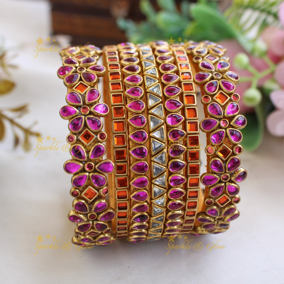Grand Floral Square and diamond design Silk Thread Bridal Bangles
