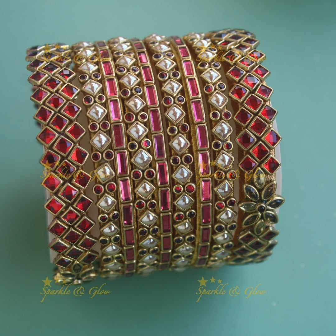 Grand Floral diamond and bubble design Silk Thread Bridal Bangles