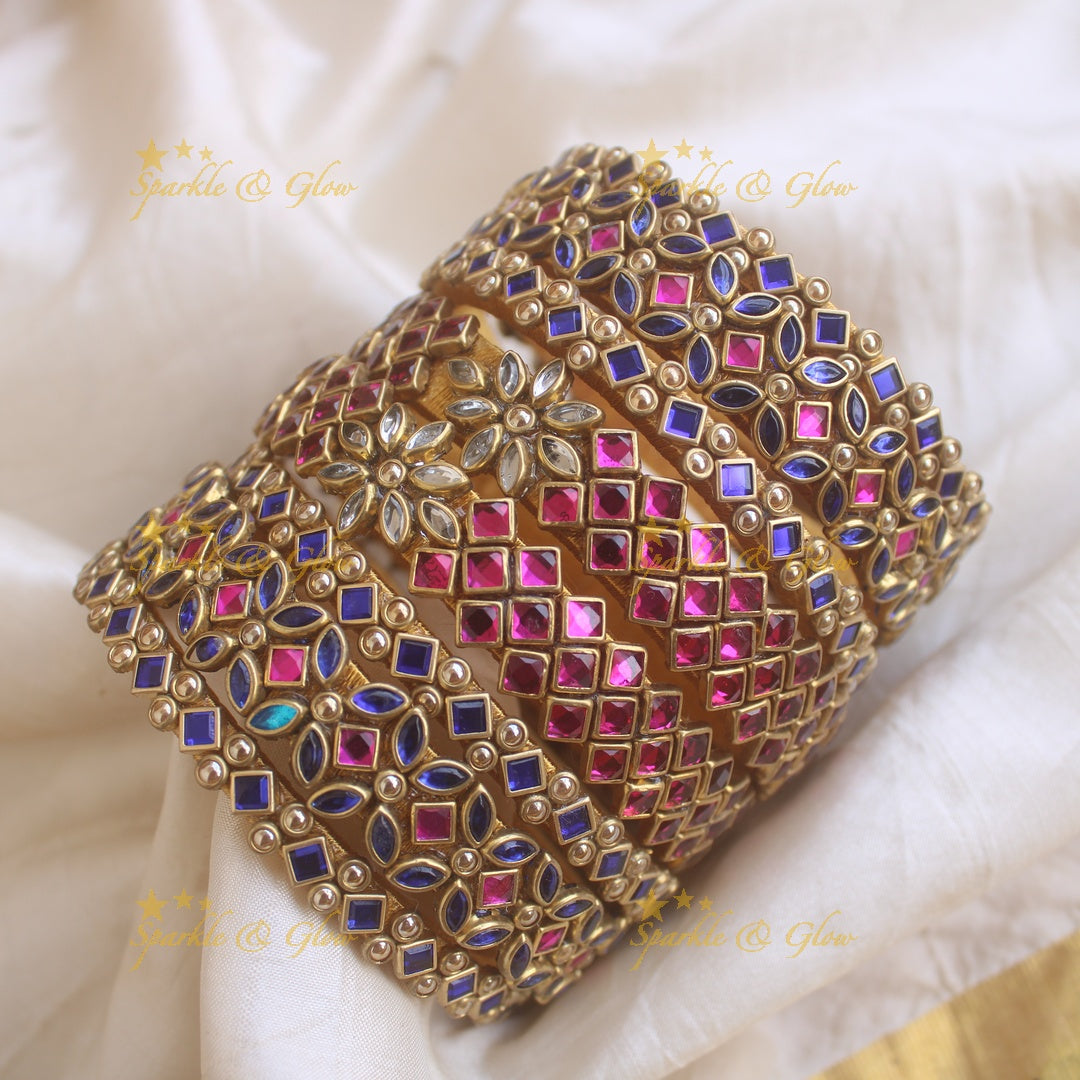 Beautiful Floral diamond and bubble design Silk Thread Bridal Bangles