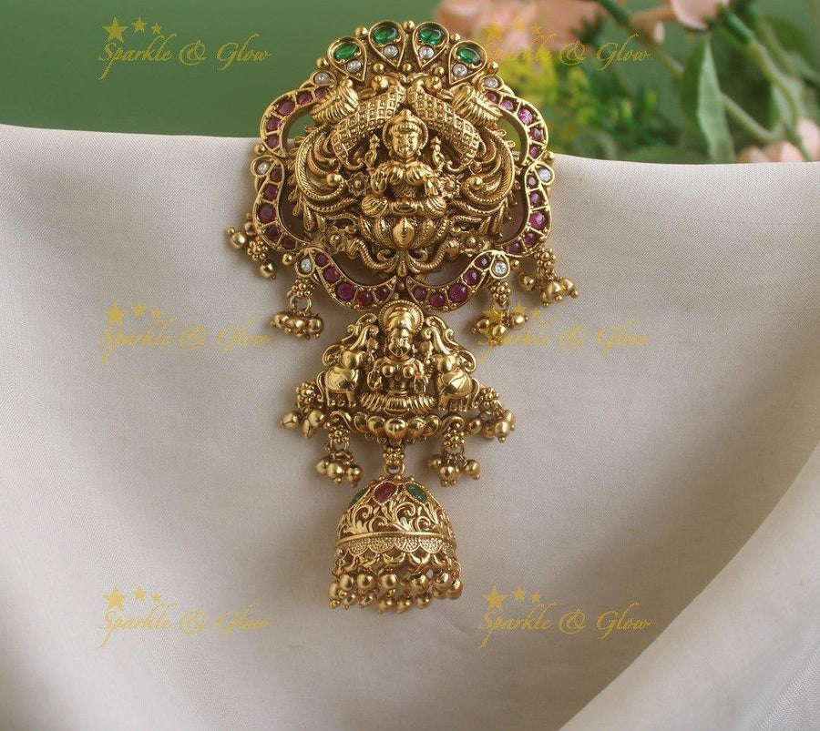 Elegant gold alike Lakshmi Peacock hair pin-Multi gold - Sparkle and Glow