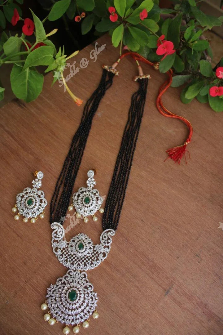 CZ Beads White stones pendent haram - Black - Pink - Sparkle and Glow