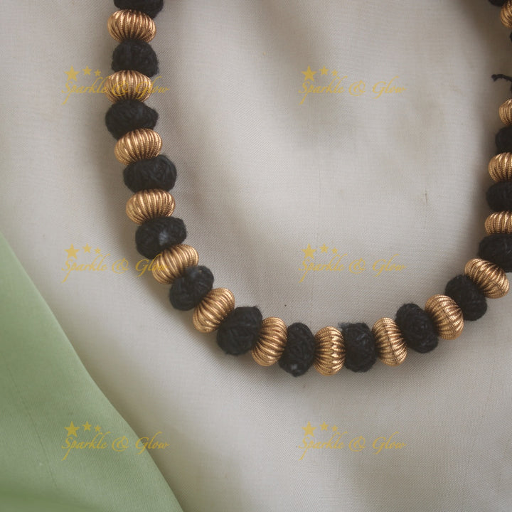 Statement Thread Necklace with Gold Floral Stud