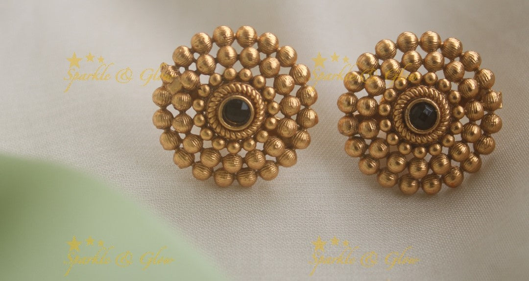 Statement Thread Necklace with Gold Floral Stud