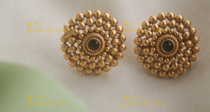 Statement Thread Necklace with Gold Floral Stud