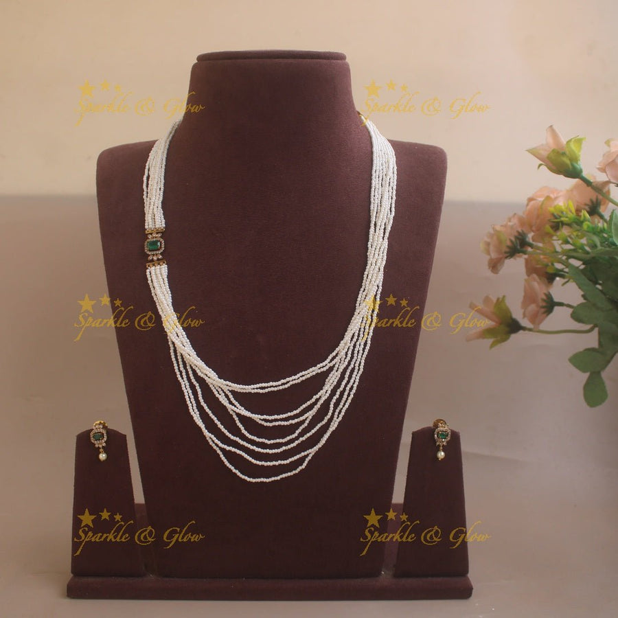 Multilayered Moggapu Pearl Haram - Green - Sparkle and Glow - Back Thread - 