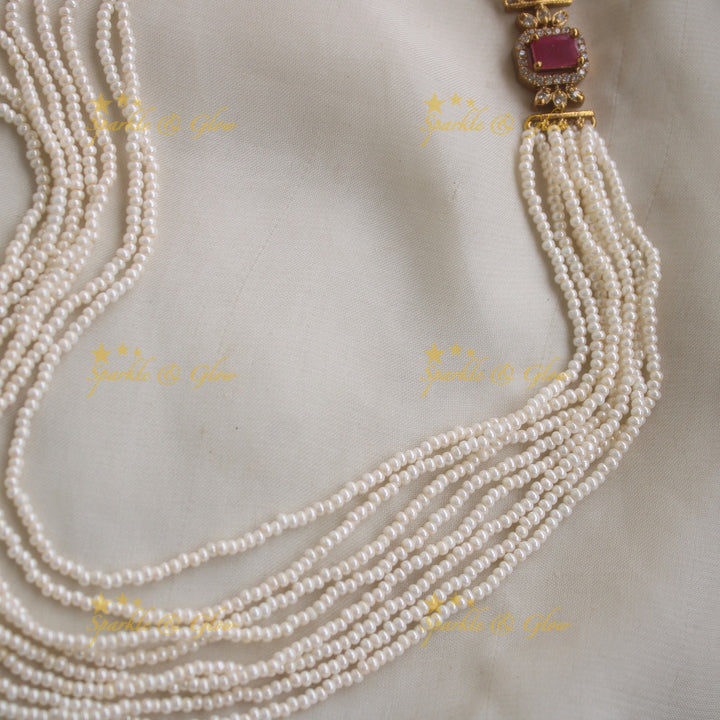 Multilayered Moggapu Pearl Haram- Pink