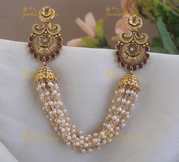 Stunning Half moon Floral design multi layered pearl hairpin-Multi-pearl - Sparkle and Glow