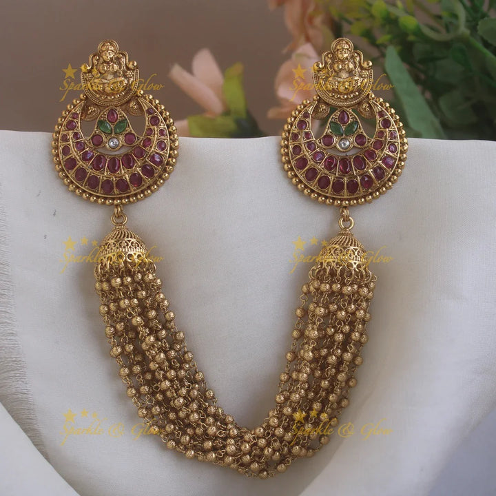 Idol Lakshmi Kemp floral design Multi layered pearl Hairpin-Ruby-pearl - Sparkle and Glow