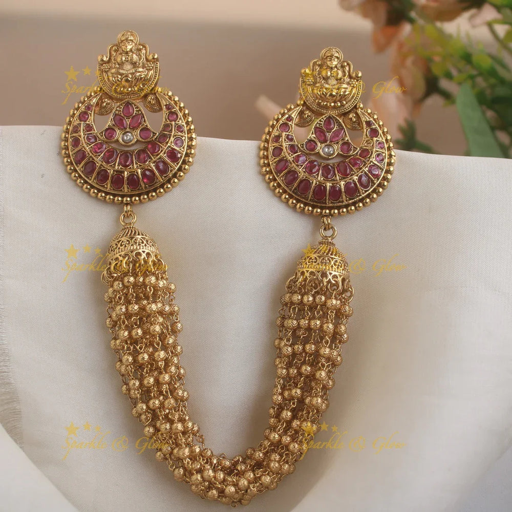 Idol Lakshmi Kemp floral design Multi layered pearl Hairpin-Ruby-pearl - Sparkle and Glow